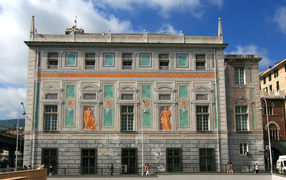 Wall of the palace of San Giorgio in Genoa, Italy