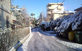 Зимний пейзаж на курорте в Римини, Италия