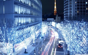 Blue lights in Tokyo