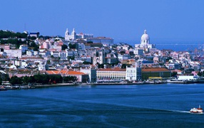 View from the sea to Lisbon