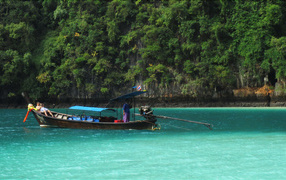 Boat near the coast of Koh Phangan, Thailand