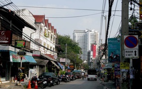 City street in the resort of Chiang Mai, Thailand