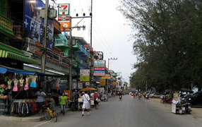 City street in the resort of Hua Hin, Thailand
