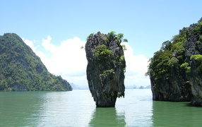 Lone rock in the bay in Phuket, Thailand