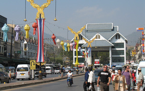 On a city street in the resort of Chiang Rai, Thailand