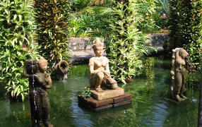 Statue in the water at the resort in Rayong, Thailand