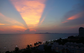 Sunset over the city at a resort in Pattaya, Thailand