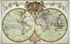 Красивая старинная карта Мира