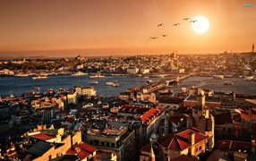Вечернее солнце в Стамбуле