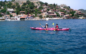Kayak on the background of Mersin, Turkey