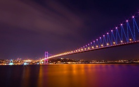 Lights of the bridge in Istanbul