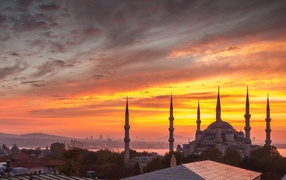 Orange sunset in Istanbul