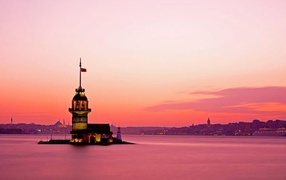 Pink sunset in Istanbul