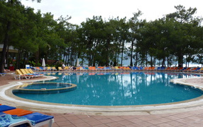 Swimming pool at a resort in Marmaris, Turkey