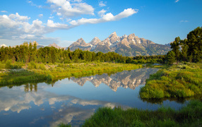 Morning in the Park Grand Teton in Wyoming, USA