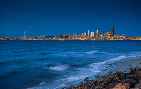 Photo of Seattle from beach, USA