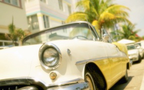 Retro car on the street in Miami
