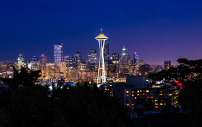 Seattle, Washington at night, photo from Kerry Park