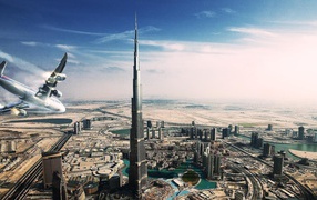 Самолет над Дубаи