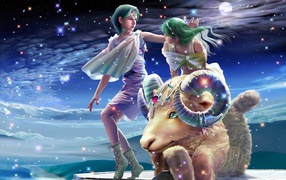 Овен на фоне звезд