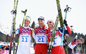 Обладатель золотой и серебряной медали шведский лыжный гонщик  Маркус Хельнер в Сочи