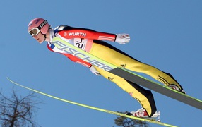 Обладатель золотой медали в дисциплине прыжки на лыжах с трамплина Зеверин Фройнд на олимпиаде в Сочи