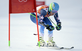 Обладатель золотой медали в дисциплине горные лыжи Тед Лигети из США