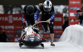 Американская бобслеистка Джейми Грюбель на олимпиаде в Сочи