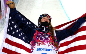 Обладательница золотой медали американская фристайлистка Мэдди Боумэн на олимпиаде в Сочи