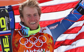Обладатель золотой медали американский лыжник Тед Лигети на олимпиаде в Сочи