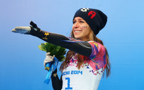 Американская скелетонистка Ноэль Пикус-Пэйс на олимпиаде в Сочи