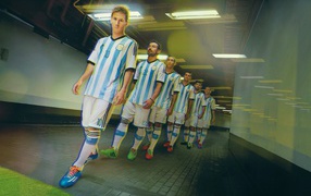 Аргентинцы выходят на поле на Чемпионате мира по футболу в Бразилии 2014