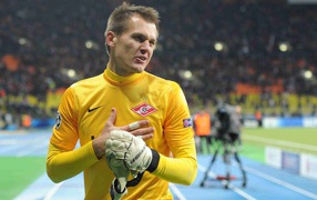 Артем Ребров вратарь Спартака на поле