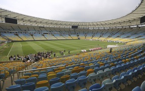 На трибуне стадиона на Чемпионате мира по футболу в Бразилии 2014