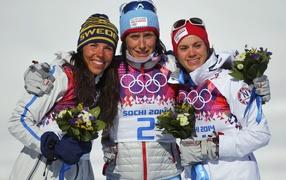 Спортсменки биатлонистки на Олимпиаде в Сочи