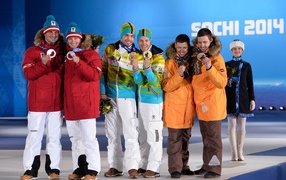 Австрийские саночники Андреас Лингер и Вольфганг Лингер на олимпиаде в Сочи