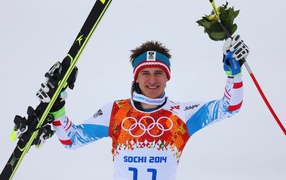 Австрийский лыжник  Маттиас Майер на олимпиаде в Сочи