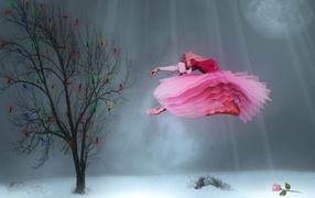 Ballerina in pink dress