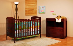 Bed for the baby in the nursery