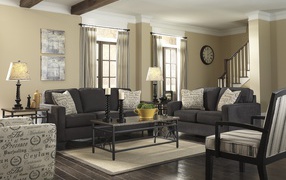 Black furniture in the living room