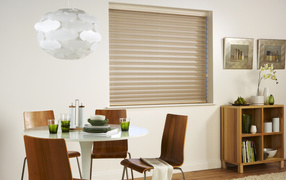 Blinds on the window in the dining room