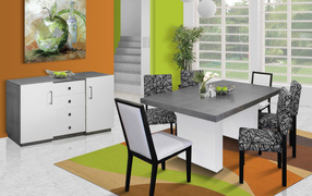 Яркий дизайн столовой