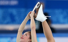 Обладательница бронзовой медали американская фигуристка Эшли Вагнер на олимпиаде в Сочи