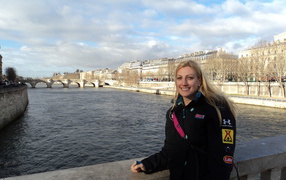 Обладательница бронзовой медали американская бобслеистка Джейми Грюбель на олимпиаде в Сочи