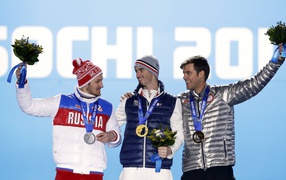 Обладатель бронзовой медали в дисциплине сноуборд Алекс Диболд на олимпиаде в Сочи