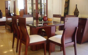 Brown chairs in the dining room