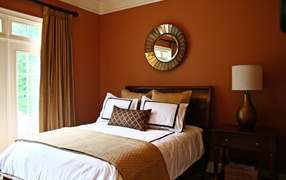 Brown wall in bedroom