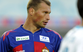 CSKA defender Vasili Berezutski on the field