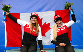 Canadian gold medalist bobsledder Heather Moyse at the Olympic Games in Sochi