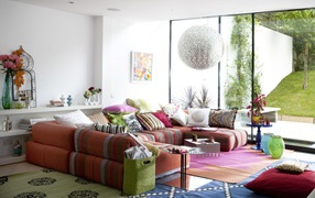 Colorful pillows in the living room